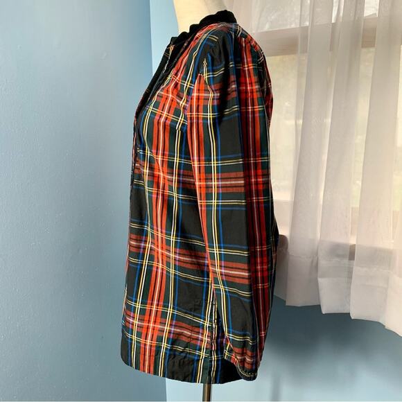 J. Crew Velvet Trimmed Tartan Plaid V-Neck Tunic - Picture 4 of 8